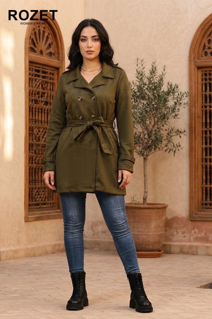 ترينش كوت زيتي ماتريال شمواه سويد مستورد